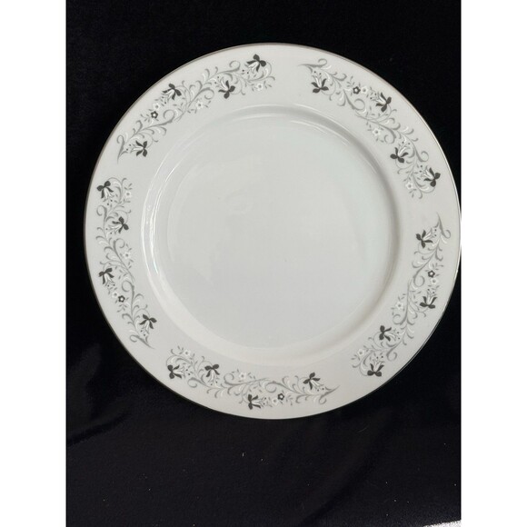 Moon Mist - Fine China 10 3/8" Dinner Plate Japan Gray Florals Vintage 4 Pc - Picture 1 of 3